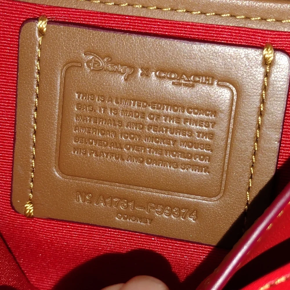 Coach x Disney Red Penny Crossbody with Mickey Mouse black sketched LIKE…